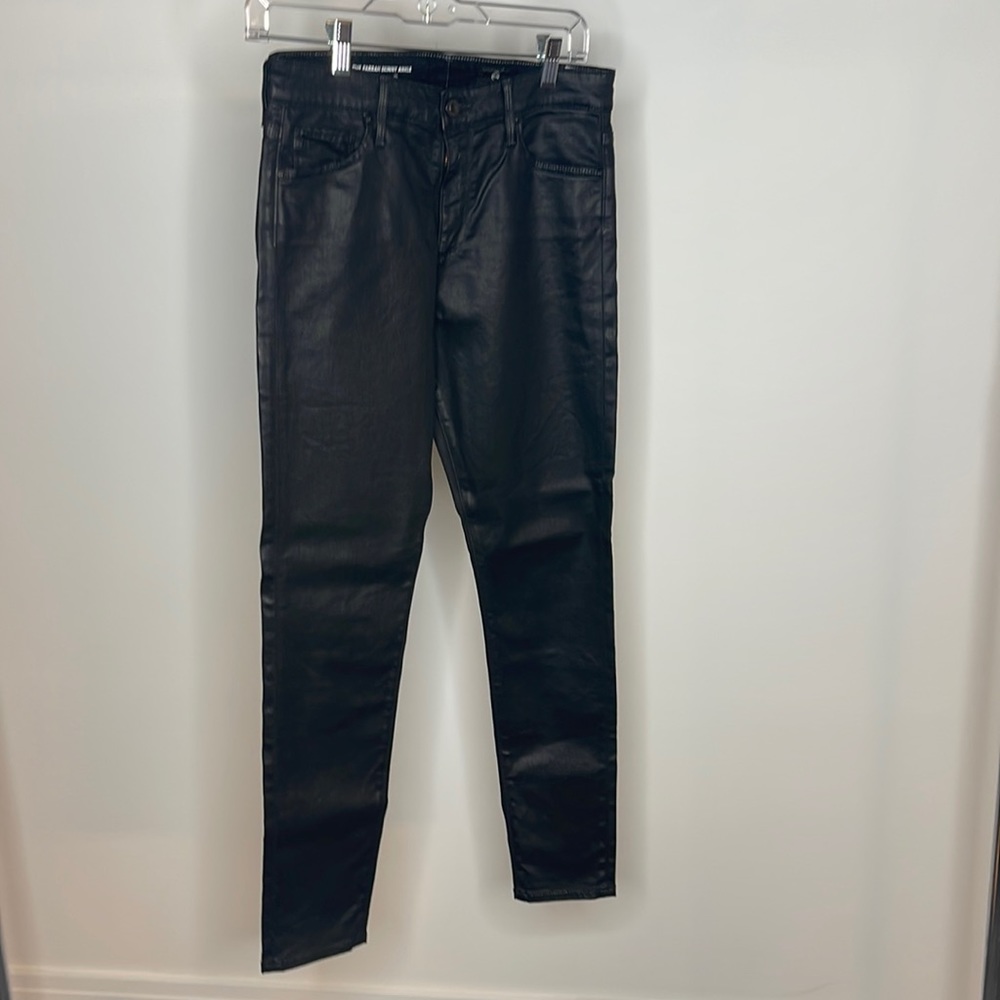 AG Black Leather Straight Leg Jean